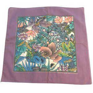Vintage Purple Tropical Jungle Flora & Bandana Scarf Handkerchief NWOT